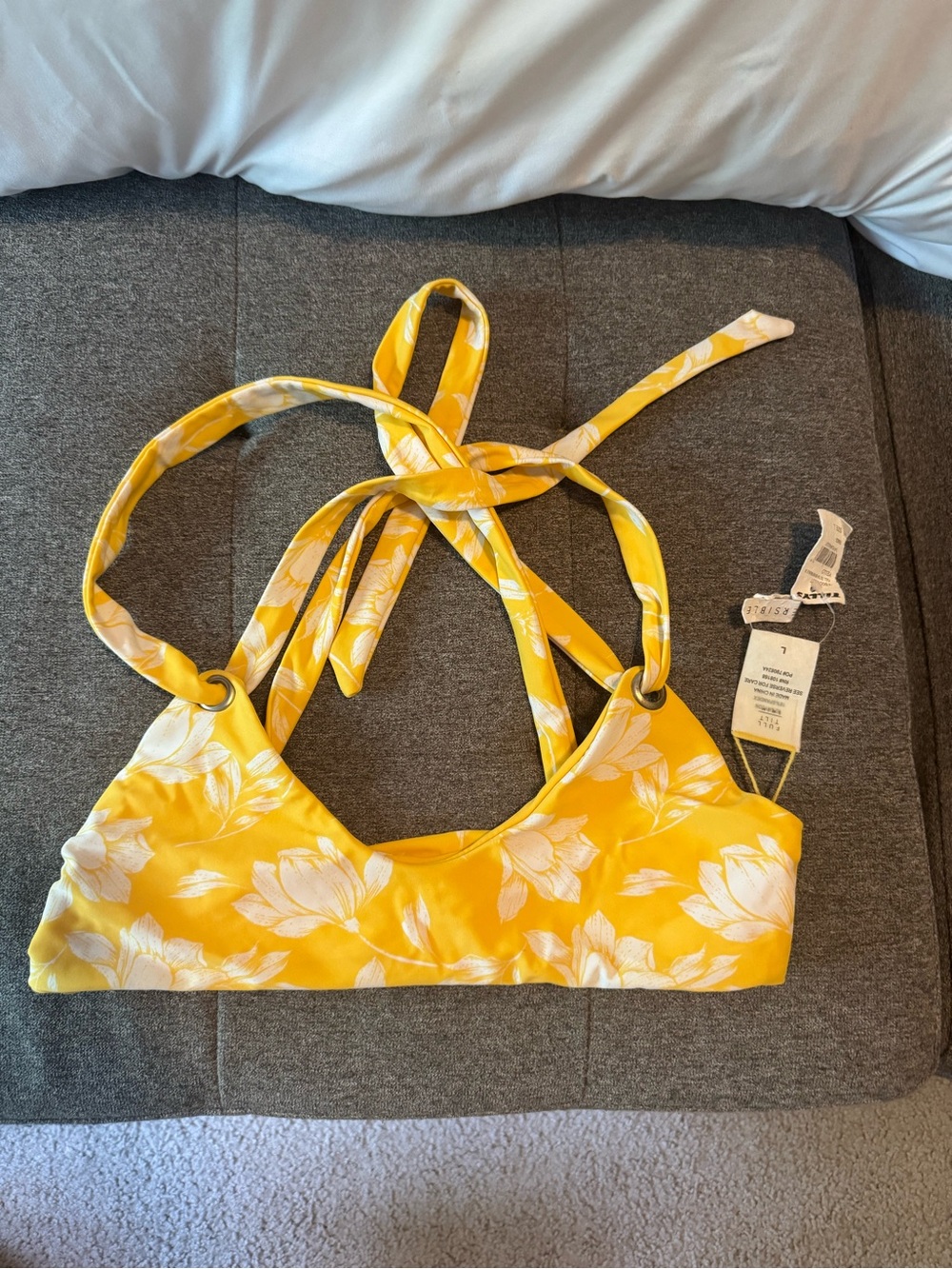 Tilly's Yellow Floral Bikini Top